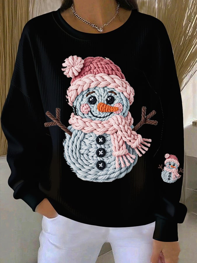 Women's Christmas Snowman Print Casual Sweatshirt