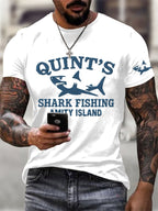 Men's Great White Shark Print Short Sleeve T-Shirt