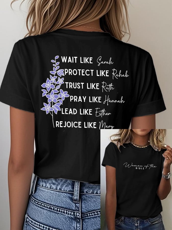 Women'S Casual Women Of The Bible Print Short Sleeve T-Shirt