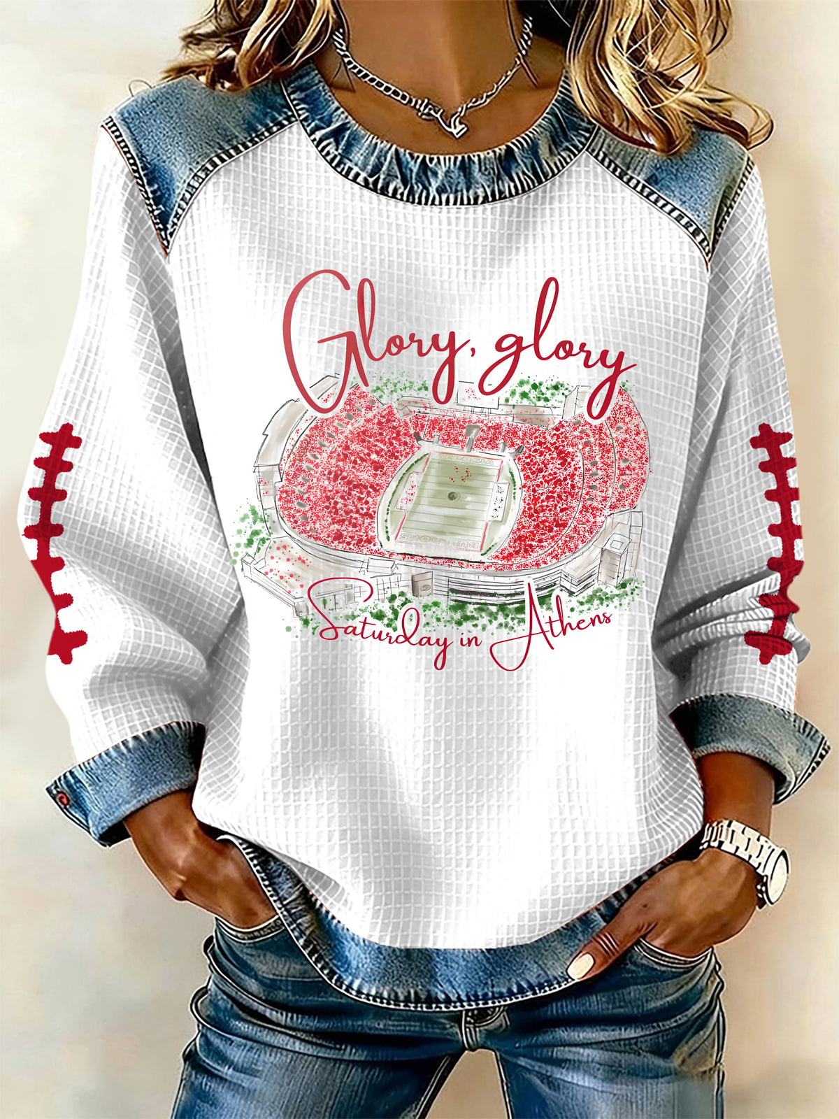 Bulldogs Football Printed Patchwork Casual Sweatshirt
