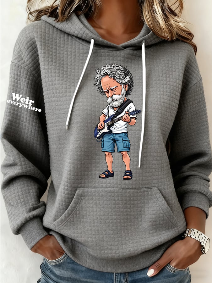 Women's Vintage Rock Tribute Print Hoodie
