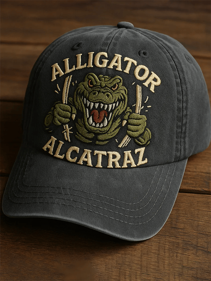 Unisex Vintage Alligator Alcatraz Fun Florida Everglades Art Casual Print Hat