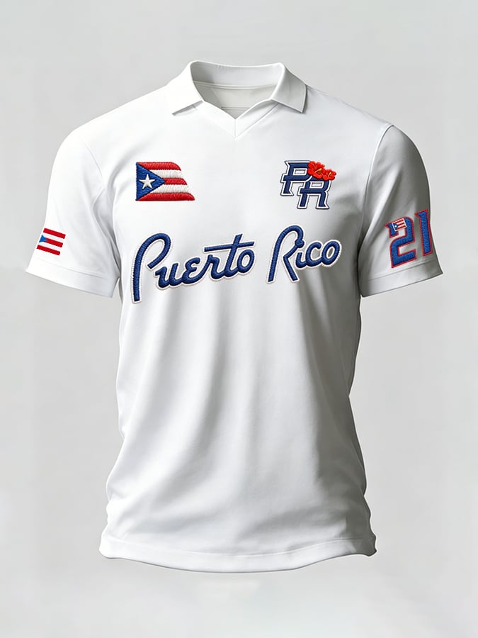 Men's Puerto Rican Baseball Printed Casual T-shirt