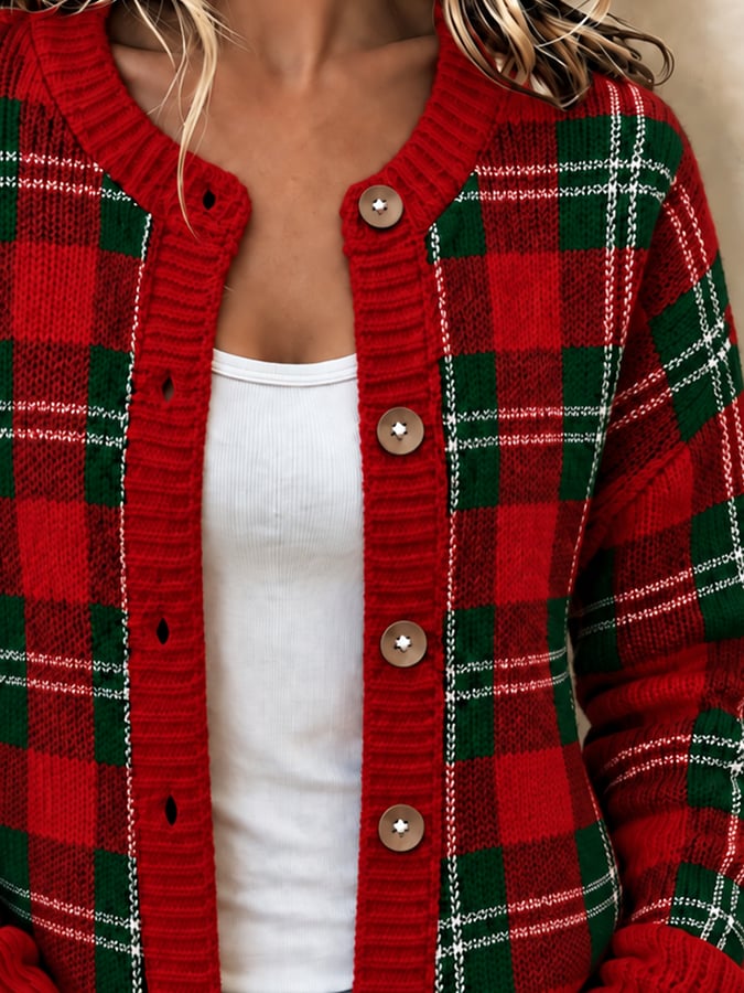 Women'S Casual Printed Knit Cardigan