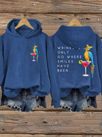Retro Wrinkles Only Go Where Smiles Have Been Print Hoodie