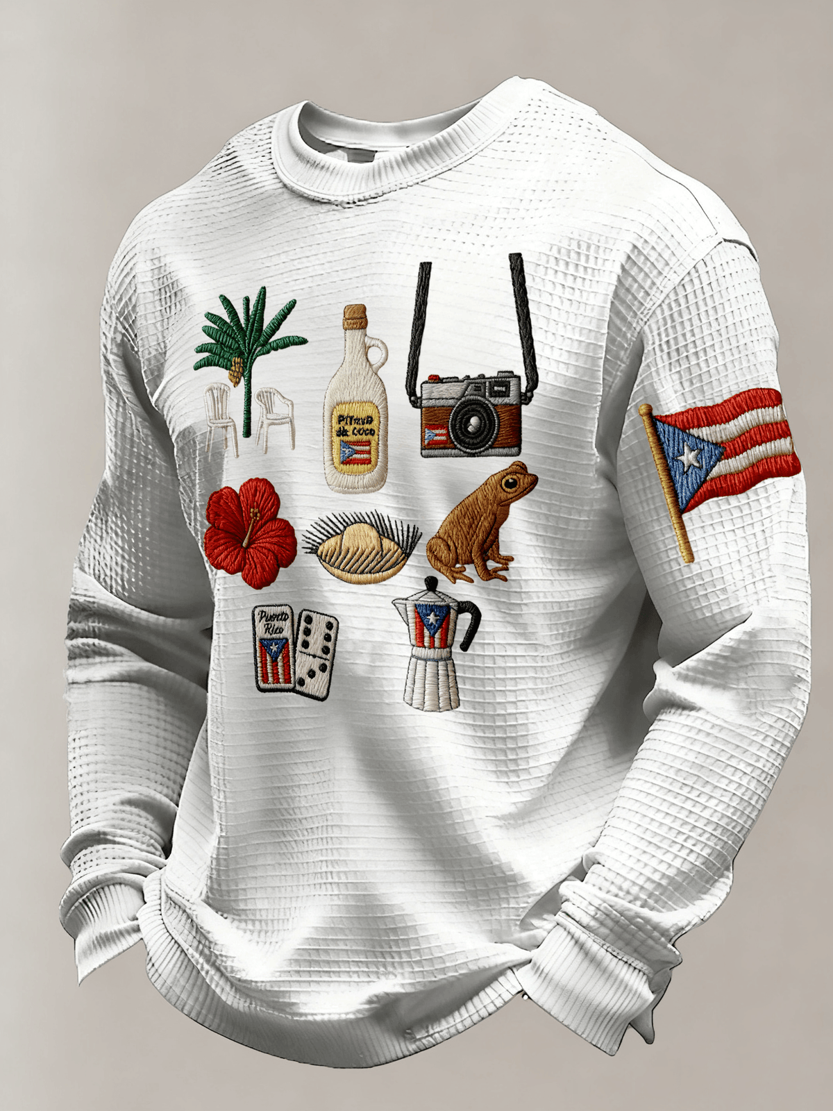 Men's Puerto Rico Casual Round-neck Printed Sweatshirt