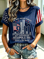 Women's  Retro  9.11 Never Forget Print T-shirt