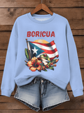 Puerto RIco Flower Boricua Decorate Printed Sweatshirt