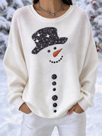 Women's Snowman Art Print Casual Sweatshirt