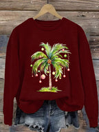 Women'S Casual Christmas Palm Tree Printed Long Sleeve Sweatshirt