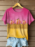 Women's Autumn Gold Pumpkin Print T-Shirt