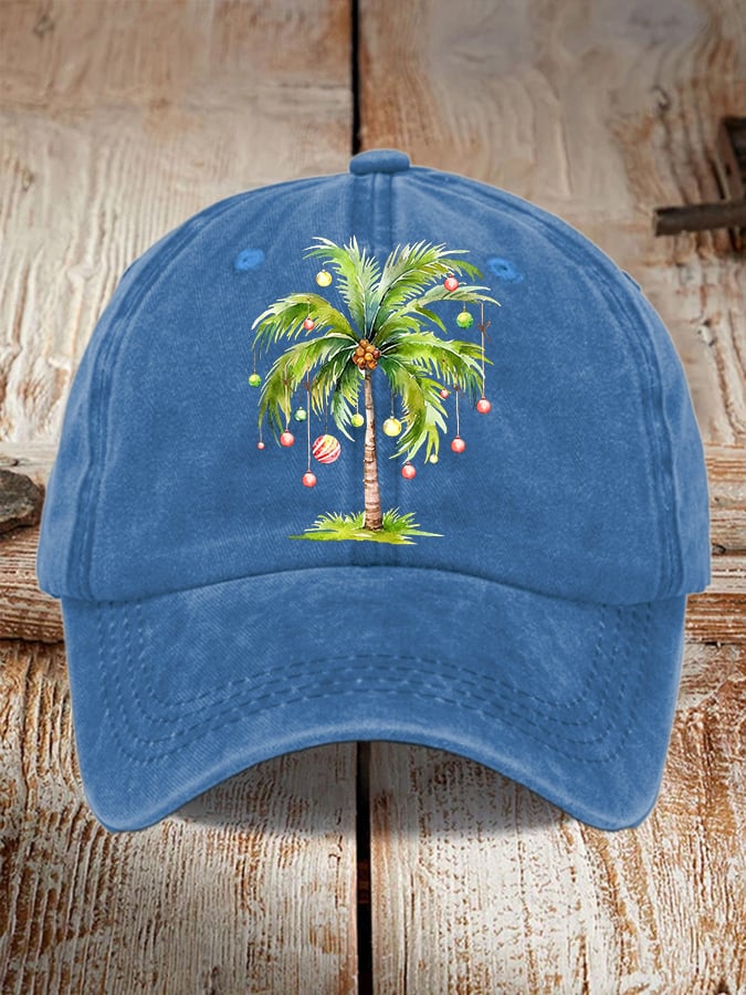 Women's Casual Christmas Palm Tree Print Baseball Cap