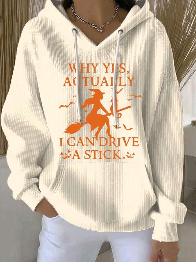 Women's Yes I Can Drive A Stick Print Casual Sweatshirt