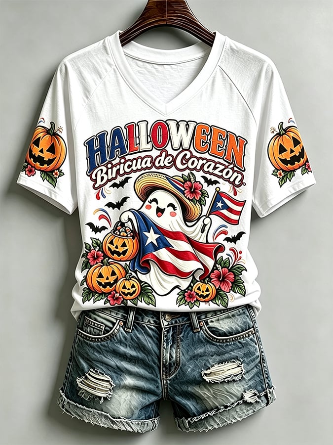 Women's Puerto Rico Halloween Graphic T-shirt