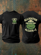 Men's Alligator Alcatraz Ready To Serve Dark Humor Patoitic Printing T Shirt