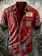Men's Casual Retro Print Short-Sleeve Shirt