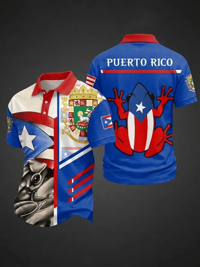Men's Puerto Rico Print Polo Shirt