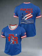 Men's Puerto Rico Baseball Print Casual T-shirt