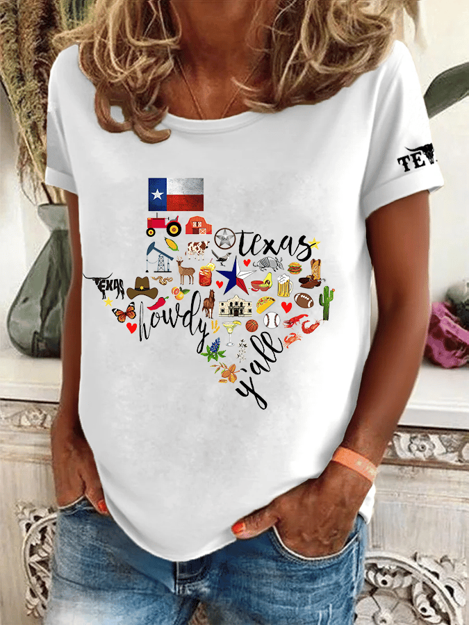 Women's Texas Stronger Than The Storm Print Crew Neck T-Shirt