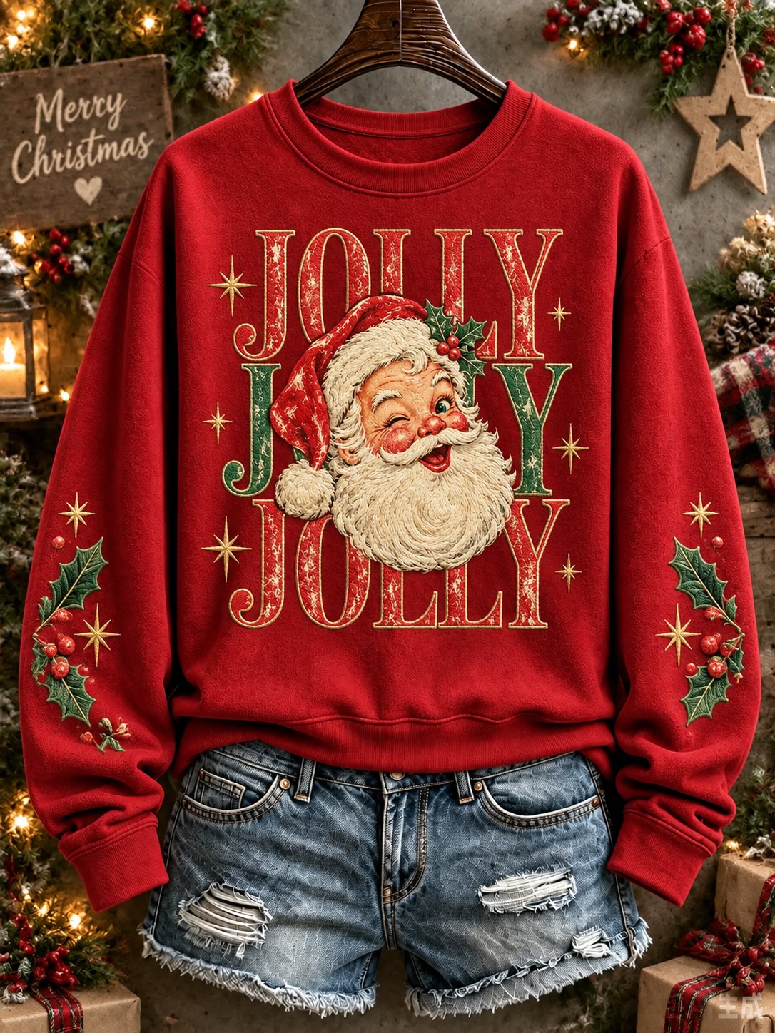 Women's Retro Christmas Print Hoodie