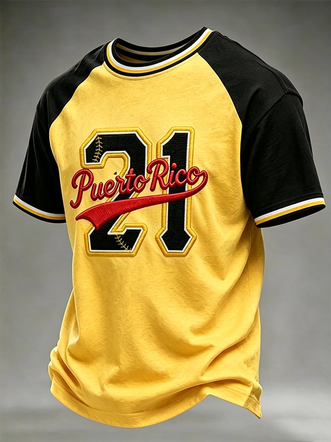 Men's Puerto Rico Baseball Print Short-Sleeve T-Shirt