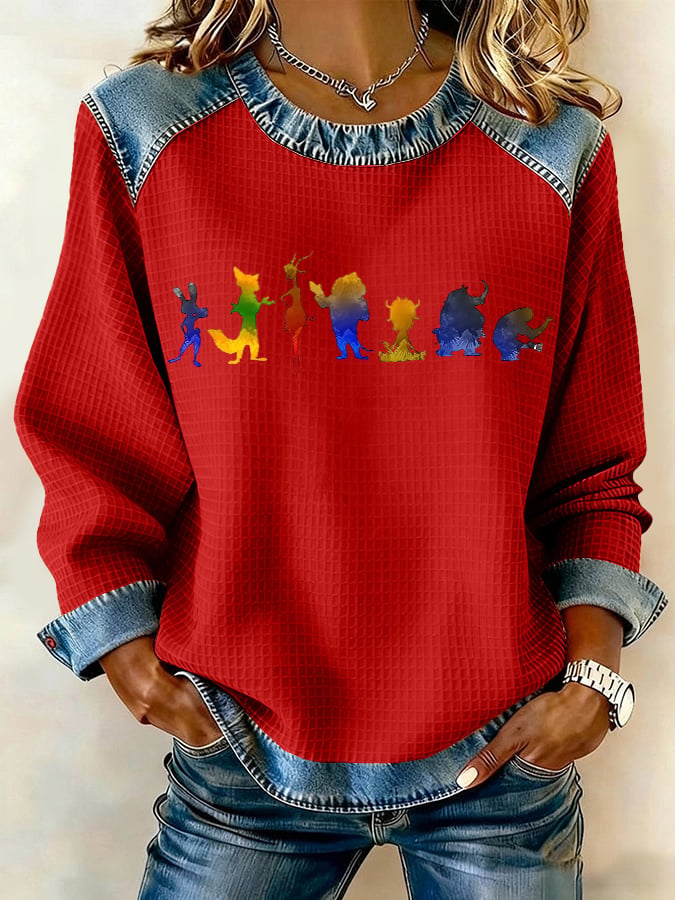 Retro Animals Print Sweatshirt