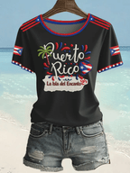 Women's Puerto Rico Print Casual T-shirt