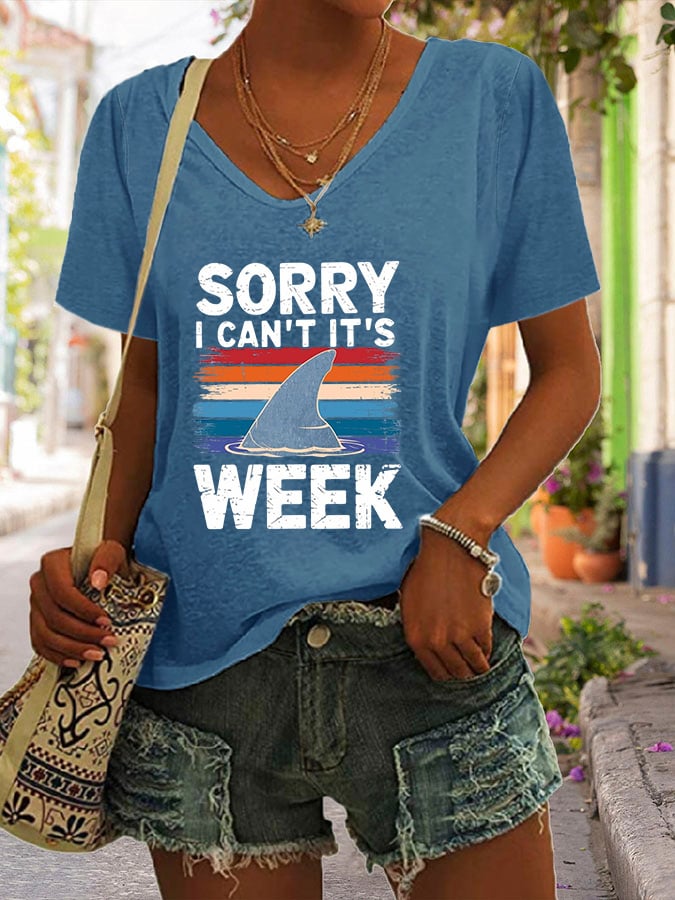 Women's Retro Amity Island 1975 Sorry I Can't Print V-Neck T-Shirt