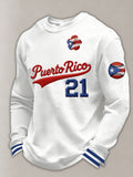 Men's Puerto Rico Baseball Casual Round-neck Printed Sweatshirt