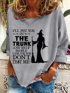 Women's Halloween I'Ll Put You In The Trunk And Help People Printed Crew Neck Sweatshirt