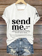 Women's Send Me Isaiah 6 8 Christian Print Casual T-shirt