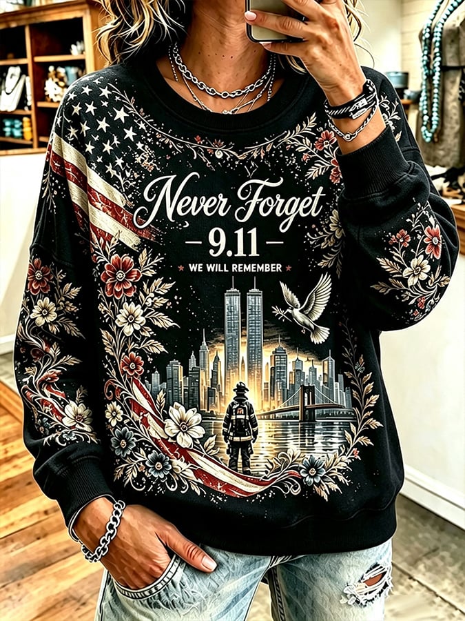 Women's Never Forget September 11 Print Top