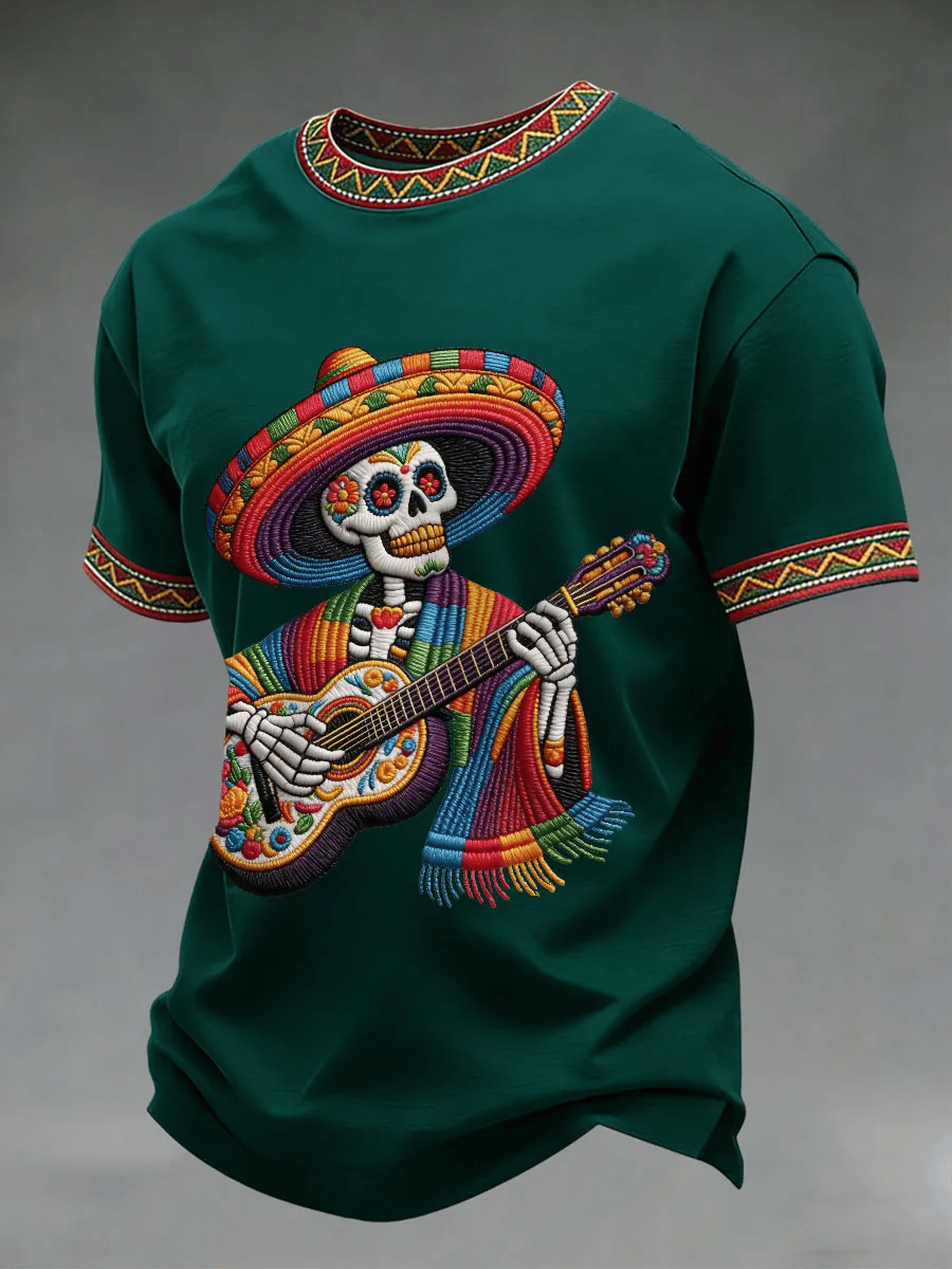 Men's Retro Cinco De Drinko Print Casual T-Shirt