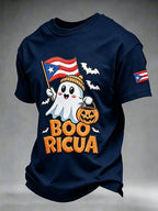 Men's Puerto Rico Halloween Printed Short-Sleeve T-Shirt