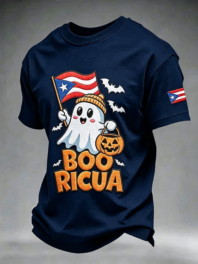 Men's Puerto Rico Halloween Printed Short-Sleeve T-Shirt