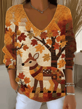 Women's Autumn Animals Print Sweater