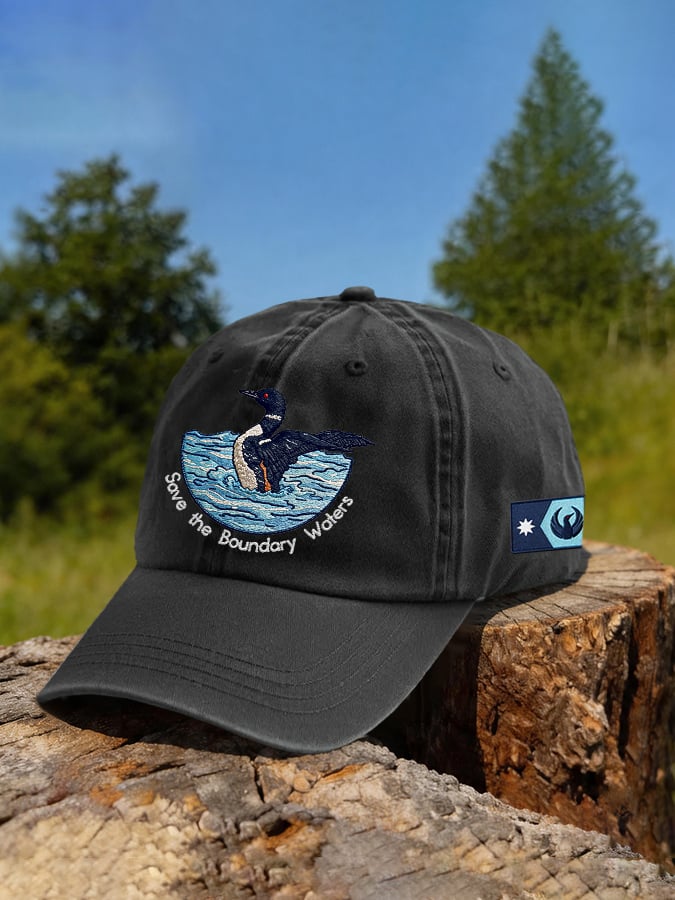 Retro Save The Boundary Waters Mn State Loon Print Baseball Cap