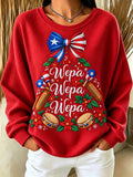 Women's Puerto Rico Christmas Print Casual Top