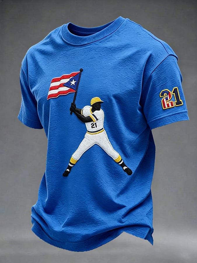 Men's Puerto Rico Baseball Print Short-Sleeve T-Shirt