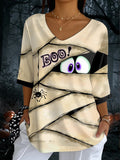 Women's Halloween Mummy Printed T-Shirt