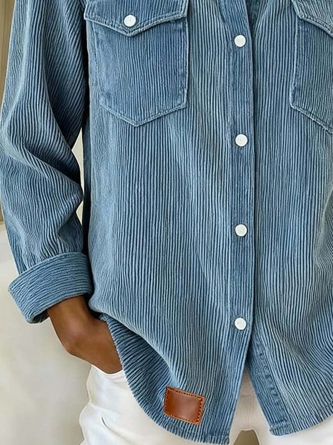 Women'S Casual Lapel Corduroy Shirt