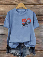 Women's Shark 50th Anniversary Printed Short-Sleeved T-Shirt