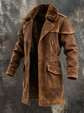Men's Warm Large Fur Collar Jacket Windbreaker(There Is No Plush Lining Inside.)PU Leather & Polyester
