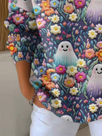 Women'S Cute Ghost Print Casual T-Shirt