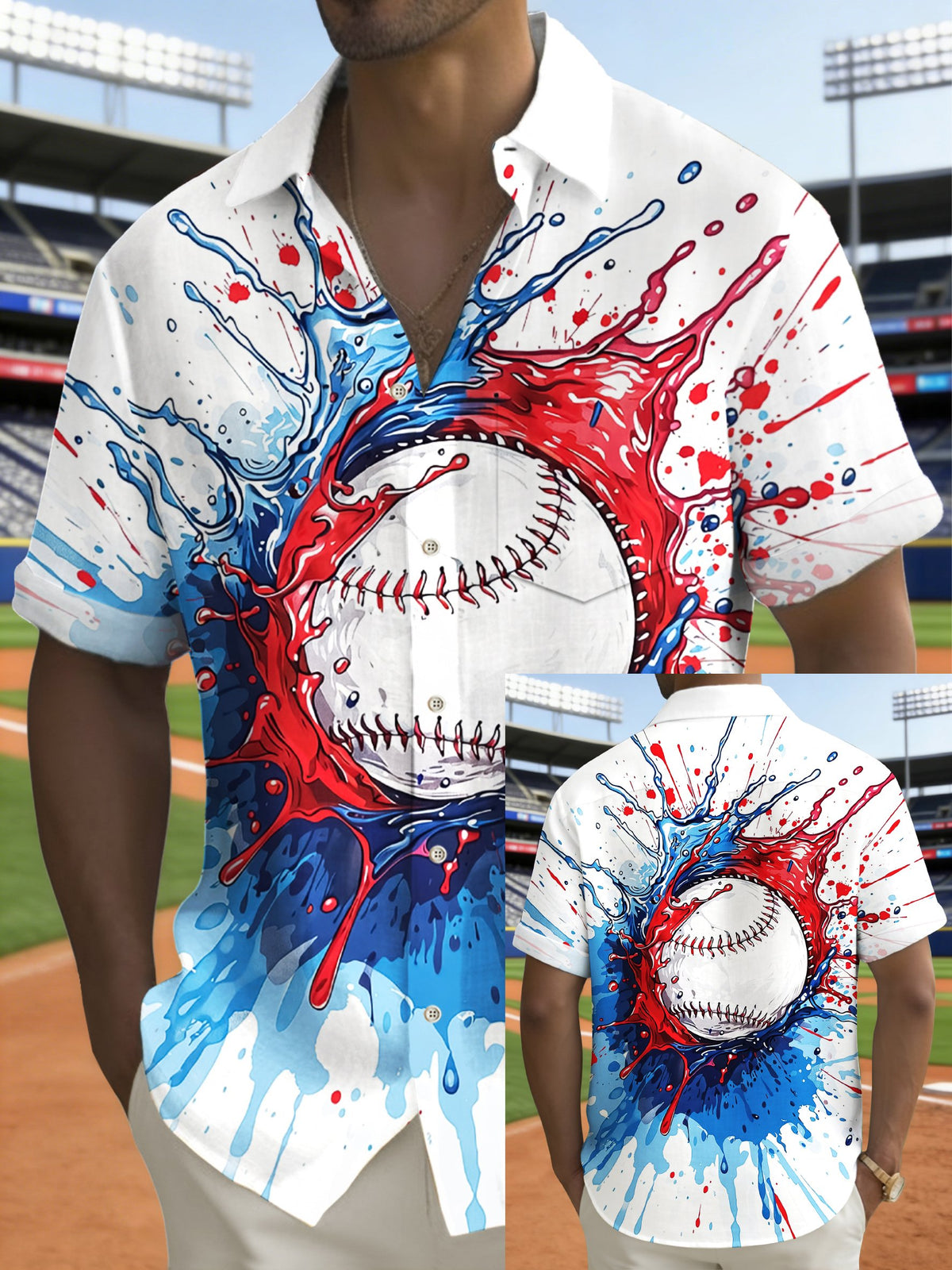 Men's Baseball Lovers Print Short Sleeve Shirt