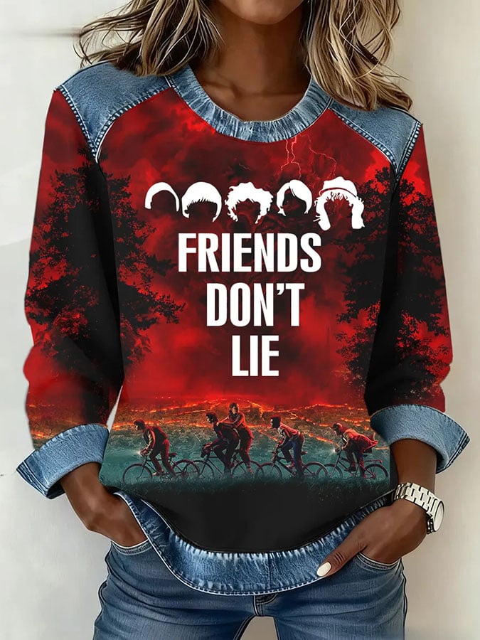 Women's Friends Don't Lie Print Casual Sweatshirt