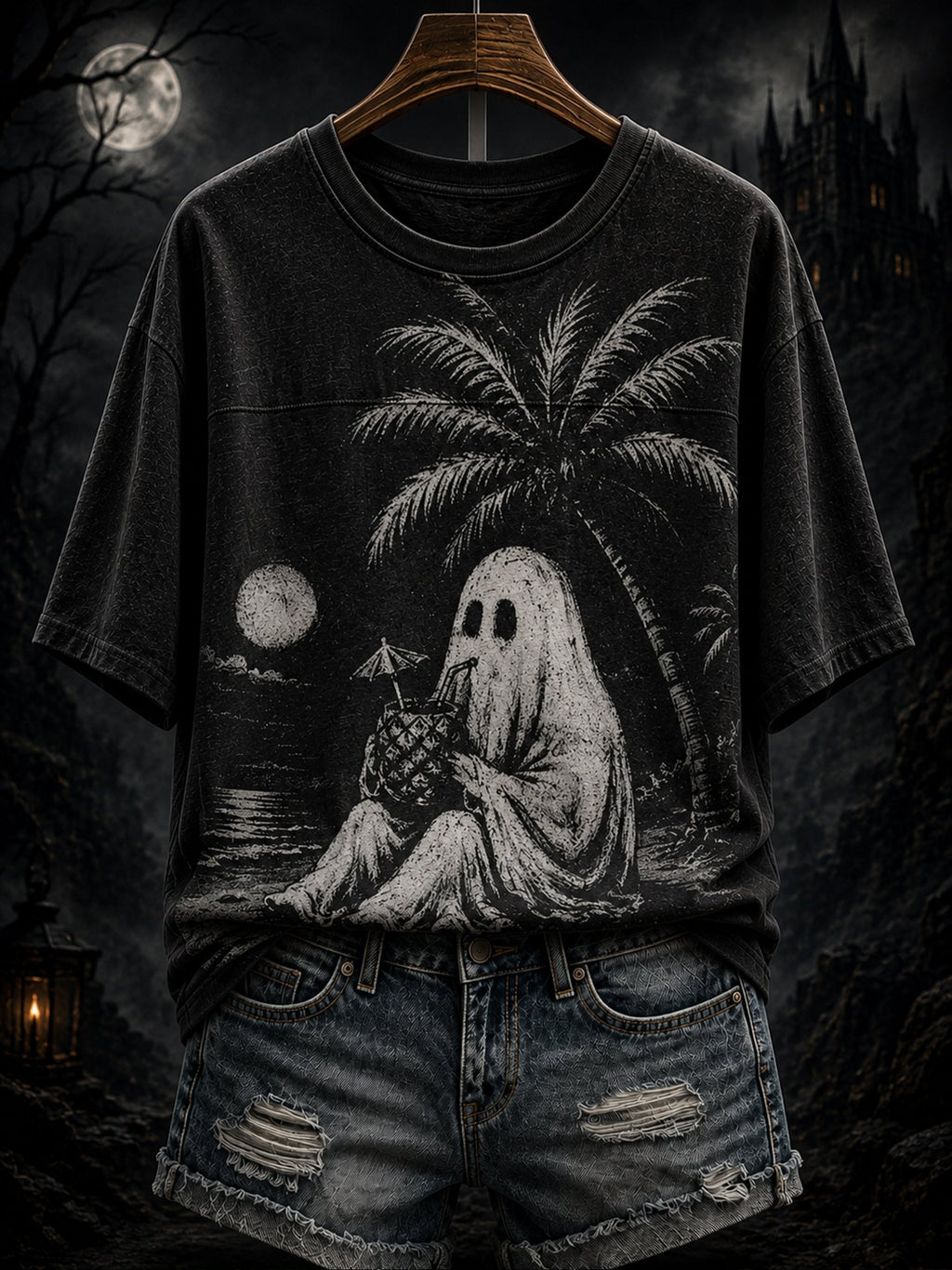 Women's Retro Distressed Summer Halloween Print Top