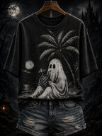 Women's Retro Distressed Summer Halloween Print Top