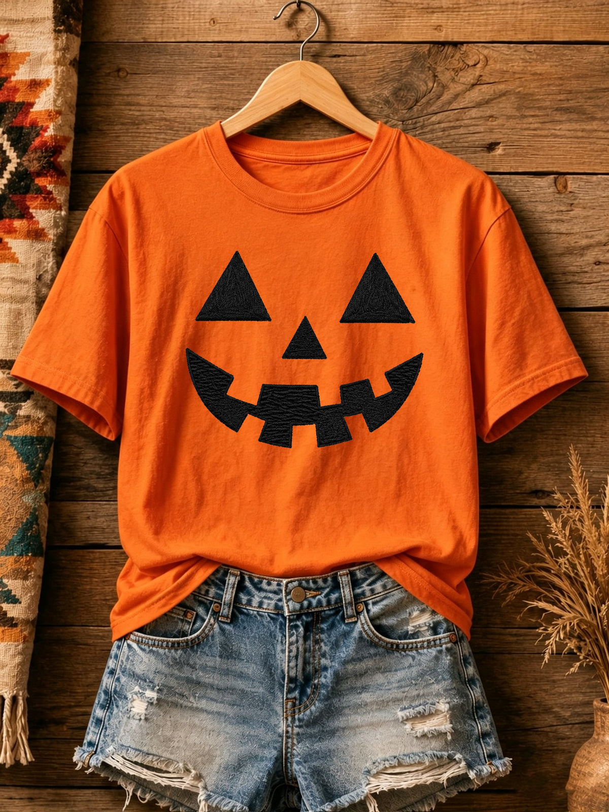 Women's Halloween Spooky Face Printed Casual T-Shirts