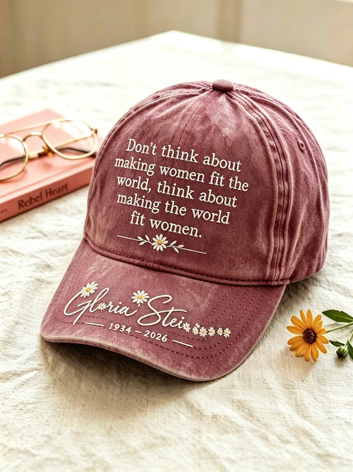 Letter-Print Faux-Denim Hat (Unisex)